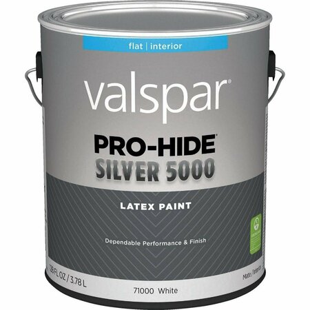 VALSPAR Pro-Hide Silver 5000 Latex Flat Interior Wall Paint, White Base, 1 Gal. 028.0071000.007